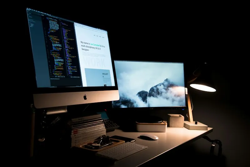 Modernes Website-Design auf einem großen Monitor — Redesign-Prozess