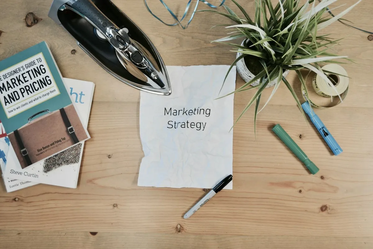 Buntes Marketing-Material und Farbmuster auf einem Tisch — Kampagnenplanung